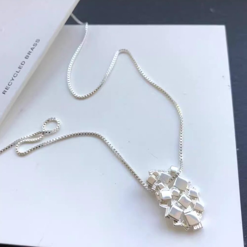 NWT COS Cluster-pendant Fine-chain Necklace Silver